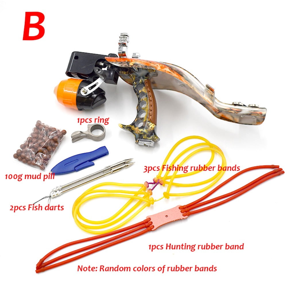 Runzkzy All-in-one Fish Shooting Slingshot Fishing Reel  Sighting Multifunctional Outdoor Fish Slingshot Package