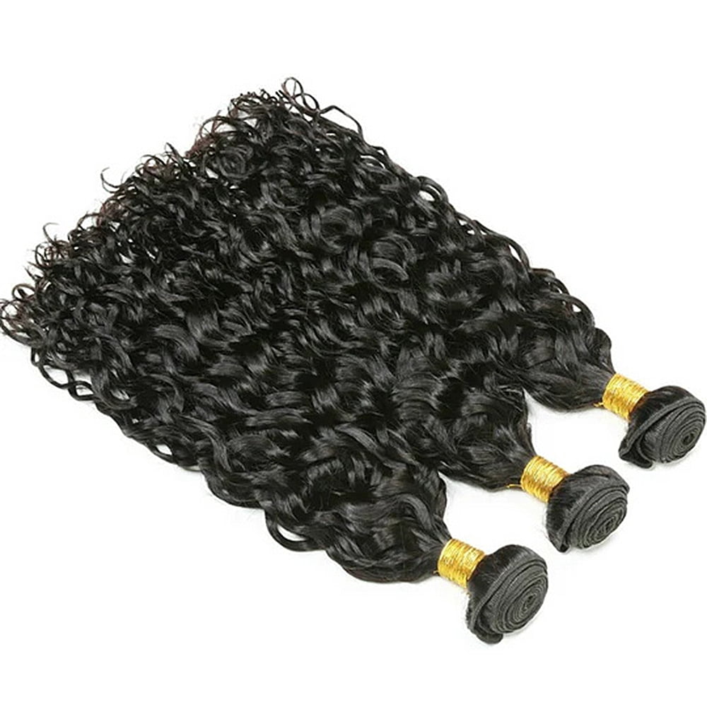 Brazilian Natural Wave Hair 3 Bundles, 100% Unprocessed Virgin Human Hair Extensions Weave Natural Color (20 22 24)