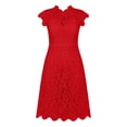 Avolia Plus Size Women Midi Dress Lace Cutout Sophisticated Solid Color — free download
