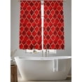 thumbnail image 6 of Red Geometric Semi Sheer Curtains 72 Inch Length 2 Panels Set, Modern Morocco Abstract Art Sheer Kitchen Curtain Privacy Voile Window Curtain for Living Room Bedroom Rod Pocket Drapes, 6 of 7