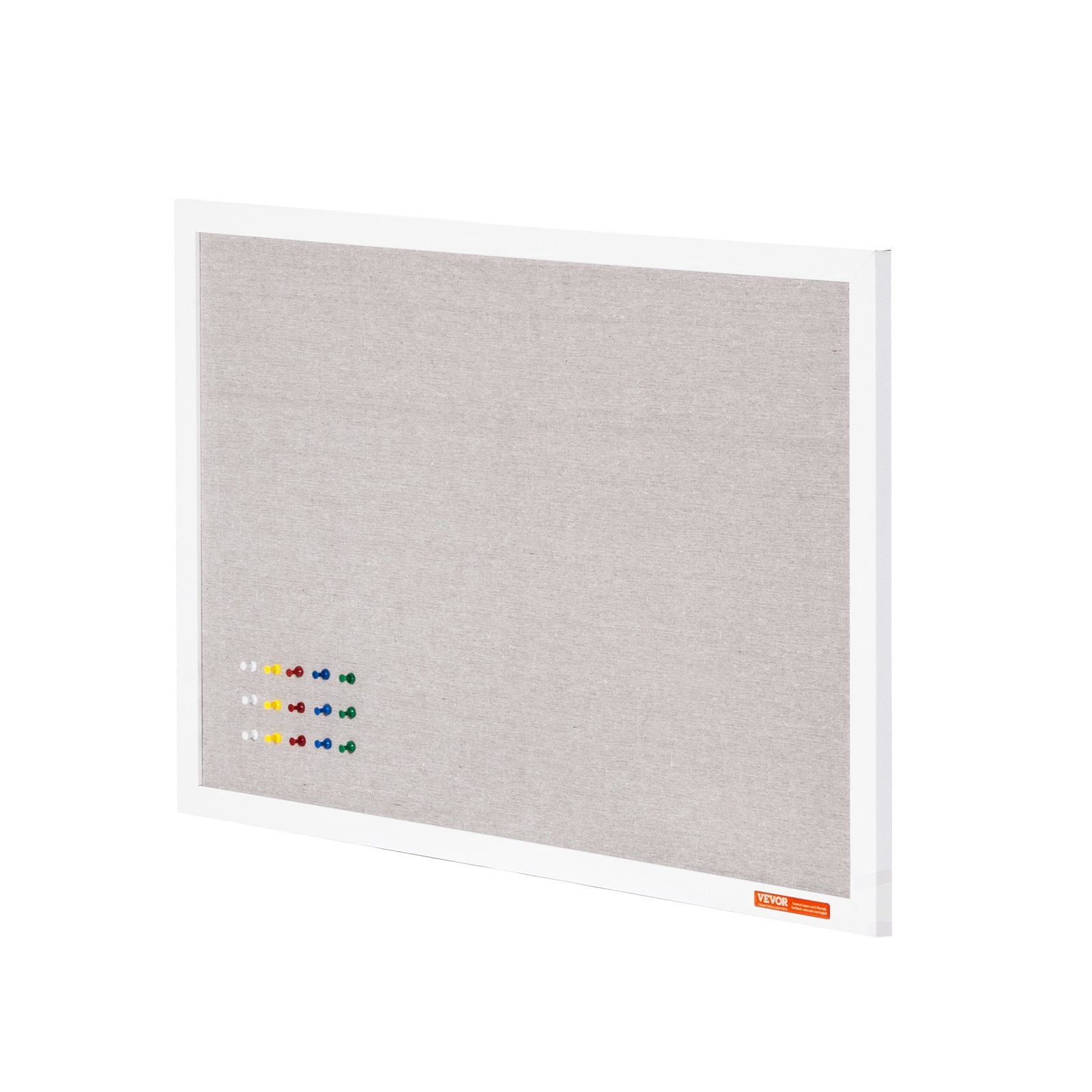 HCY 30"x20" White Cork Board with Linen Surface Wall-Mounted Bulletin Board