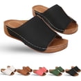 thumbnail image 1 of Sandalias ligeras elásticas con amortiguación de suela, sandalias de plataforma, cuñas para mujer, soporte ortopédico para arco, deslizamiento plano, 1 of 7
