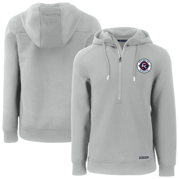 Men's Cutter & Buck Gray New England Revolution Roam Eco Half-Zip Recycled Pullover Hoodie