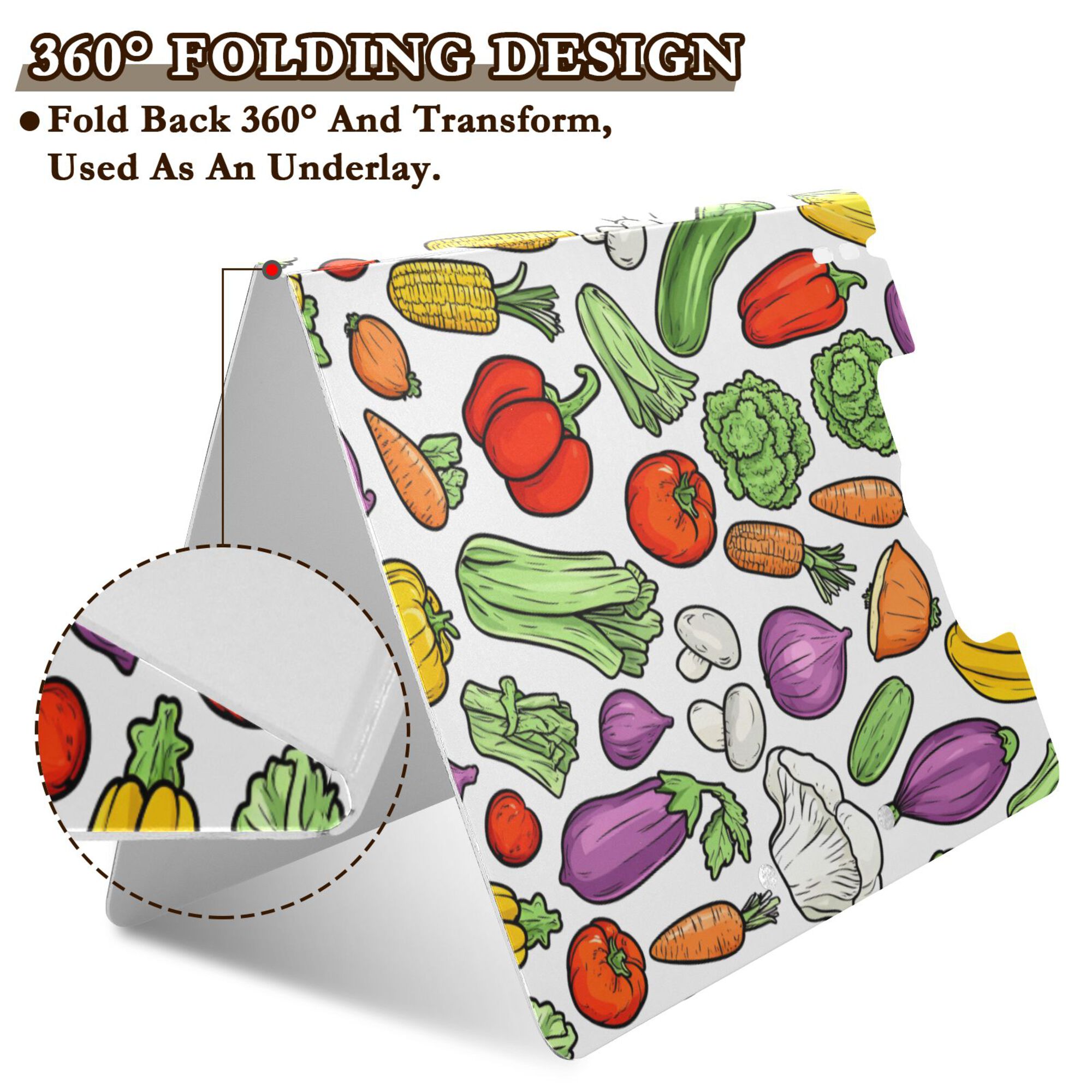 FORMRS A4 Clipboard Folder with Pen Holder Horizontal Foldable School Office Binder, Vegetables Pattern