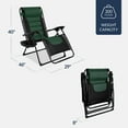 thumbnail image 2 of Best Choice Products Oversized Padded Zero Gravity Chair, Folding Outdoor Patio Recliner w/ Side Tray - Forest Green, 2 of 7