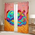 thumbnail image 2 of Erosebridal Teens Sport Baseball Lover Black Out Curtains,Pink Ice Cream Drip Waffle Curtains Pack of 2 (42x63 Each) for Boys Girls,Breathable Home Decor, 2 of 6