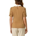 thumbnail image 3 of INSPIRAR CHIC Blusa de Mujer Vintage con Cuello Peter Pan, Manga Corta con Contraste, Talla XS, Color Marrón, 3 of 7