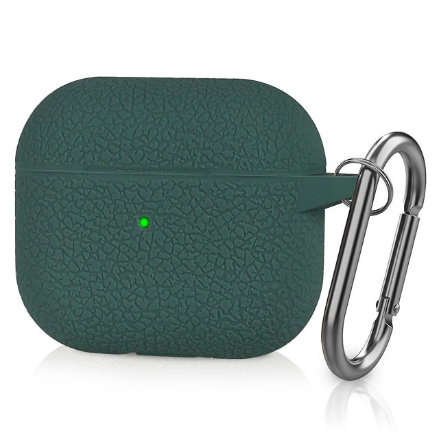 Litchi Texture Case Earphone Charging Box Dustproof Cover with Anti-loss Hook for Apple AirPods 3