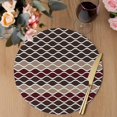 thumbnail image 3 of Ombre Brown Round 15 Inch Placemats Set of 4, Modern Abstract Waves Morocco Striped HeatResistant Non Slip Place Mats for Dining Table, Wipeable Braided Kitchen Table Mats for Housewarming, 3 of 9