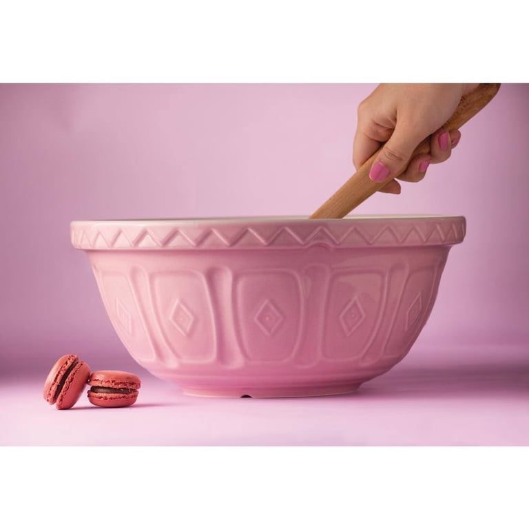 Mason Cash In The Meadow Mixing Bowl – 4.25 Qt Pink Stoneware Bowl, Embossed Rose Pattern, Oven & Dishwasher Safe