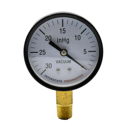 Interstate Pneumatics G2024-030V Vaccum Pressure Gauge 30 PSI 2 -1/2" Diameter 1/4" NPT Bottom Mount - G2024-030V