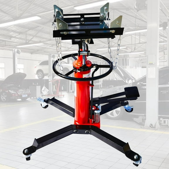33''-67'' Hydraulic Transmission Floor Jack for Car Truck, 1600lbs Adjustable, 2 Stage Jack High Lift Hoist w/Pedal, 360° Swivel Wheel Upgrade and Brake, Garage/Shop Lift Hoist - Red