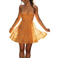 thumbnail image 3 of xiaxaixu Mini Robes pour les Femmes Été Casual Sans Manches Licol Cou Floconneux Étagé Robe de Vacances Mignonne, 3 of 9