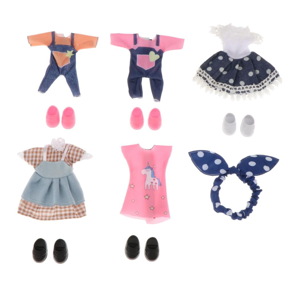 8set Cloth Outfits Mini Clothings Made for 16cm Height Doll Clothes