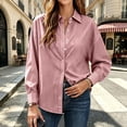 thumbnail image 6 of GZMOALH Women's Striped Button Down Long Sleeve Shirt with Back Tie and Shaped Waist, 6 of 8