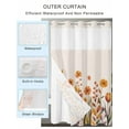 thumbnail image 2 of No Hook Shower Curtain with Snap in Liner Fall Flower Shower Curtain -Fabric Waterproof Inner Liner, Watercolor Wild Floral Leaf Linen Texture Shower Curtains Washable 72"x78", 2 of 9