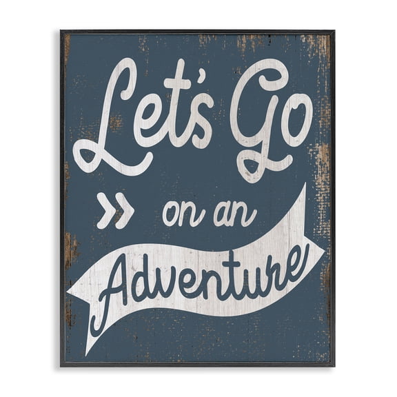 Stupell Industries Contemporary Lets Go On An Adventure Blue Black Framed Giclee Art, 24 x 30, by Lil' Rue