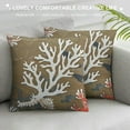 thumbnail image 3 of Qinduosi Tan Coastal Throw Pillow Covers Inch, Nautical Beachy Coral Starfish Pillow Covers Summer Decorative Pillowcase Linen Square Cushion Cover for Bedroom Living Room Sofa Outdoor, Set of, 3 of 5