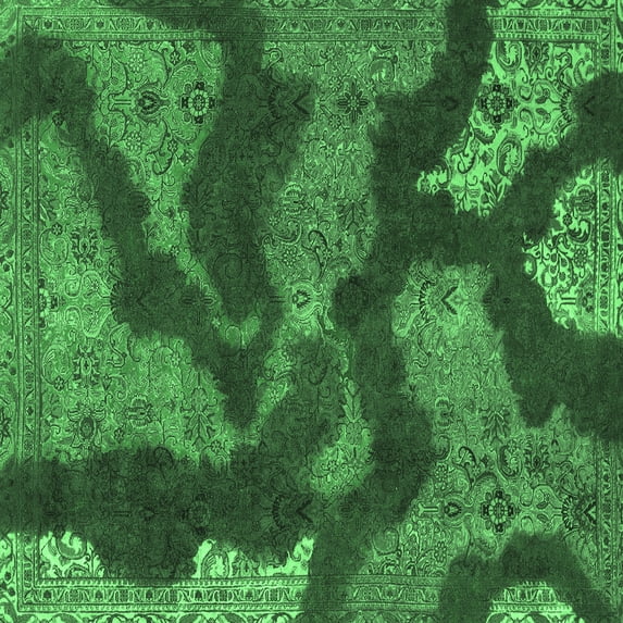 Ahgly Company Indoor Square Abstract Emerald Green Modern Area Rugs, 8' Square