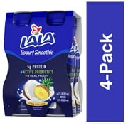 LALA Probiotic Yogurt Smoothie Drink with Protein, Pina Colada, 7 oz Plastic Bottle (4 Ct)