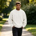 thumbnail image 5 of IAJDKMEK Men's Corduroy Crewneck Sweatshirt - Relaxed Fit Long Sleeve Pullover Top for Men, Casual Everyday Sweatshirt with Soft Texture,White 4XL, 5 of 7