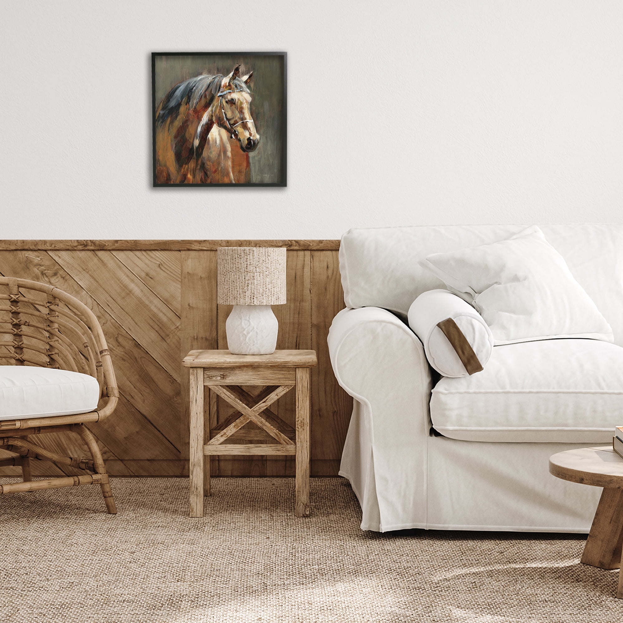 Stupell Industries Horse in Stable at Dusk Black Framed Giclee Art, design by Danhui Nai