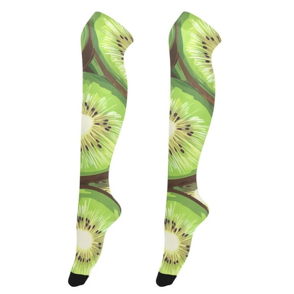 Sexy Thigh High Stockings - Silky Smooth & Stay-Up Design for Legs That Slay! Kiwi Fruit