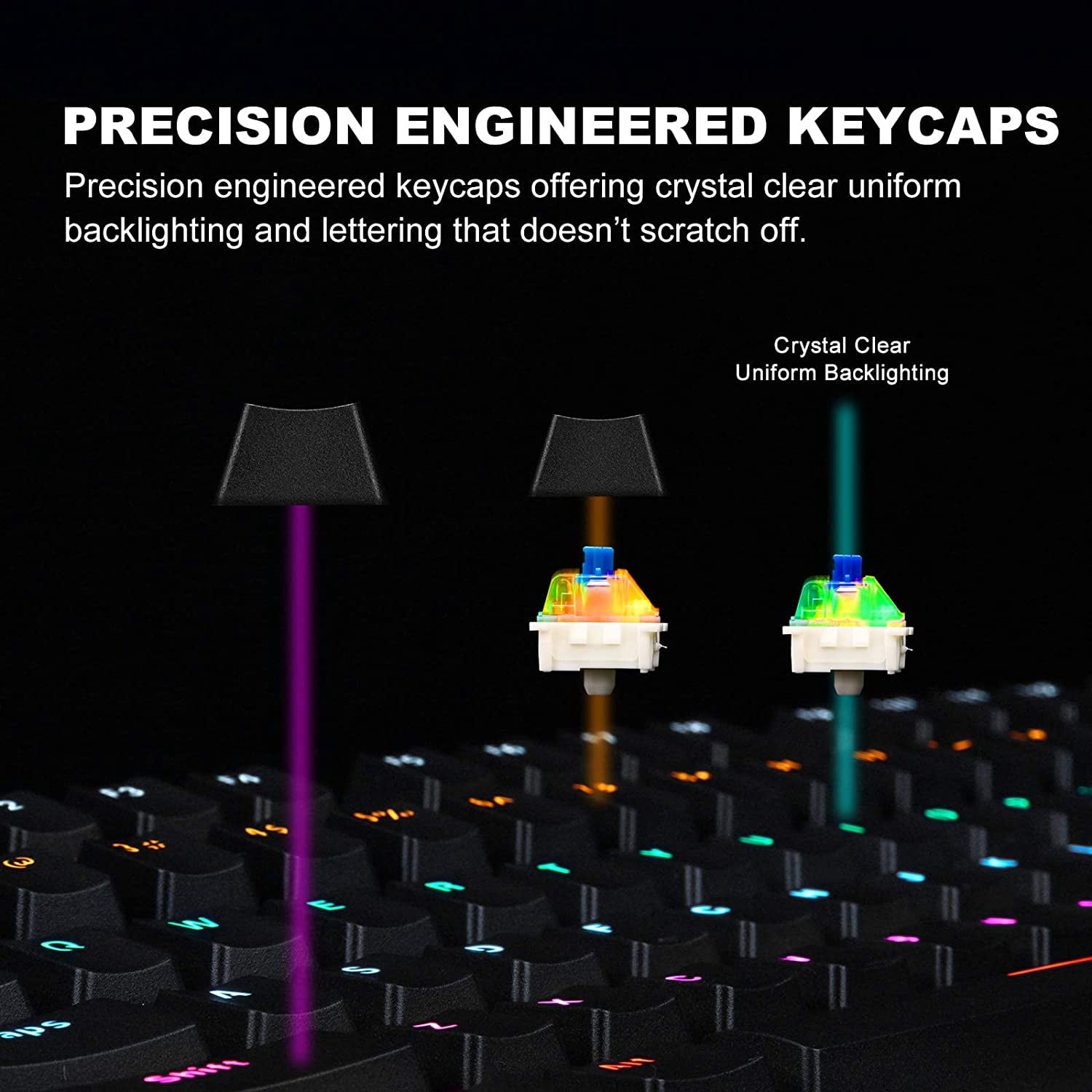 Gaming Keyboard Mechanical Keyboard, Rainbow LED Backlit Floating Keyboard, 87-key Anti-ghosting, Ergonomics, Waterproof