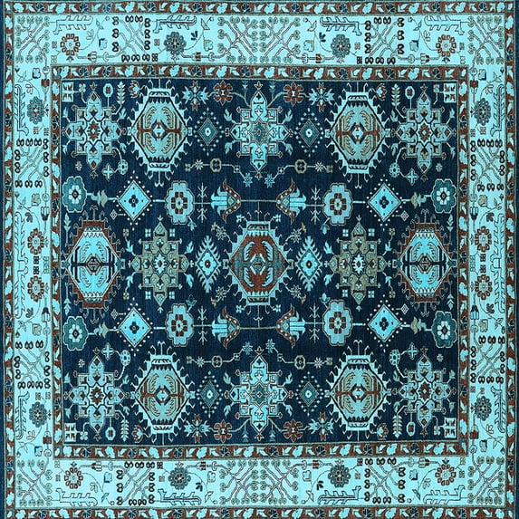 Ahgly Company Indoor Square Oriental Light Blue Industrial Area Rugs, 4' Square