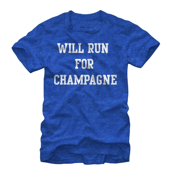 Women's CHIN UP Will Run For Champagne  Boyfriend Graphic Tee Royal Blue Heather Small