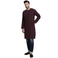 thumbnail image 3 of SKAVIJ Men's Handloom Cotton Kurta Indian Ethnic Wear Yoga Top (Medium, Brown), 3 of 4