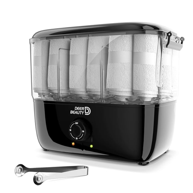 Vaporizador de toallas caliente, 600 W, mesa, 18 toallas, color negro