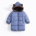 thumbnail image 2 of THDHVS Winter Coats for Girls,Toddler Unisex Thick Fleece Lined Puffer Jacket Hooded Full Zip Mid Length Winter Coat,Girls Hoodies Blue 2-3 Years, 2 of 5