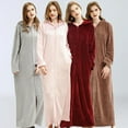 thumbnail image 5 of Womens Robe Long Zipper Front Hooded Full Length Housecoat Sleepwear for Ladies, 5 of 6