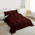 thumbnail image 3 of jejeloiu Ancient Damask Jacquard Twin Comforter Sets,Red Black Bedding Set For Girls Kids Reversible 2pcs, 3 of 8