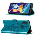 thumbnail image 4 of Galaxy M11 Case,Galaxy A01 Wallet Case, Embossed Butterfly PU Leather Credit Card Holder Slots Protection Kickstand Flip Folio Shockproof TPU Phone Cover for Samsung Galaxy A01/M11,Blue, 4 of 7
