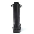 thumbnail image 3 of DADAWEN Boys Girls Knee-High Boots Leather Lace-Up Winter Boots Side Zipper Mid Calf Combat Riding Boots Black 3 Little Kid, 3 of 7