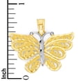 thumbnail image 4 of Solid Two Tone 14k Gold Butterfly Pendant - Insect Jewelry Gifts for Women - Golden Fire, 4 of 5