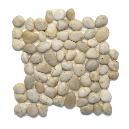 Solistone Anatolia 12 in. x 12 in. White Onyx Polished White Pebble Mosaic Floor and Wall Tile, Case of 10