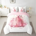 thumbnail image 2 of Manfei Chic Princess Dress 7-Piece Twin Bedding Sets,Pink Glitter Print Bedding Comforter Set,France Eiffel Tower Sheet Sets For Girls Boys,Microfiber Bedroom Decor Reversible, 2 of 8