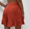 thumbnail image 5 of QLEICOM Womens Athletic Shorts, Plus Size Shorts, Solid Casual Wide Leg Ruffle Loose High Waist Shorts Pants Yoga Shorts, Running Shorts, Comfy Beach Shorts, Cycling Shorts Watermelon Red Size 12, 5 of 6
