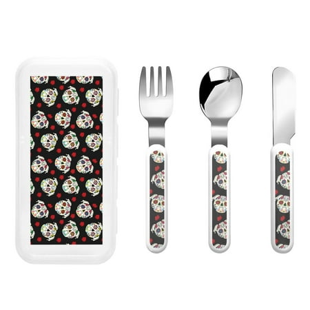 

Salouo PUG Pattern 3 Pieces Toddler Utensils Kids Silverware Set Stainless Steel Utensils for Kids Children Safe Spoons Forks & Knife Dishwasher Safe