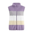 thumbnail image 5 of Usmixi Winter Fleece Vest for Women Fuzzy Fluffy Sherpa Jacket for Women Plus Size Open Front Zip Fleece Coats Fashion Color Block Stand Neck Sleeveless Outwear Fleece Vest Under $5, 5 of 7