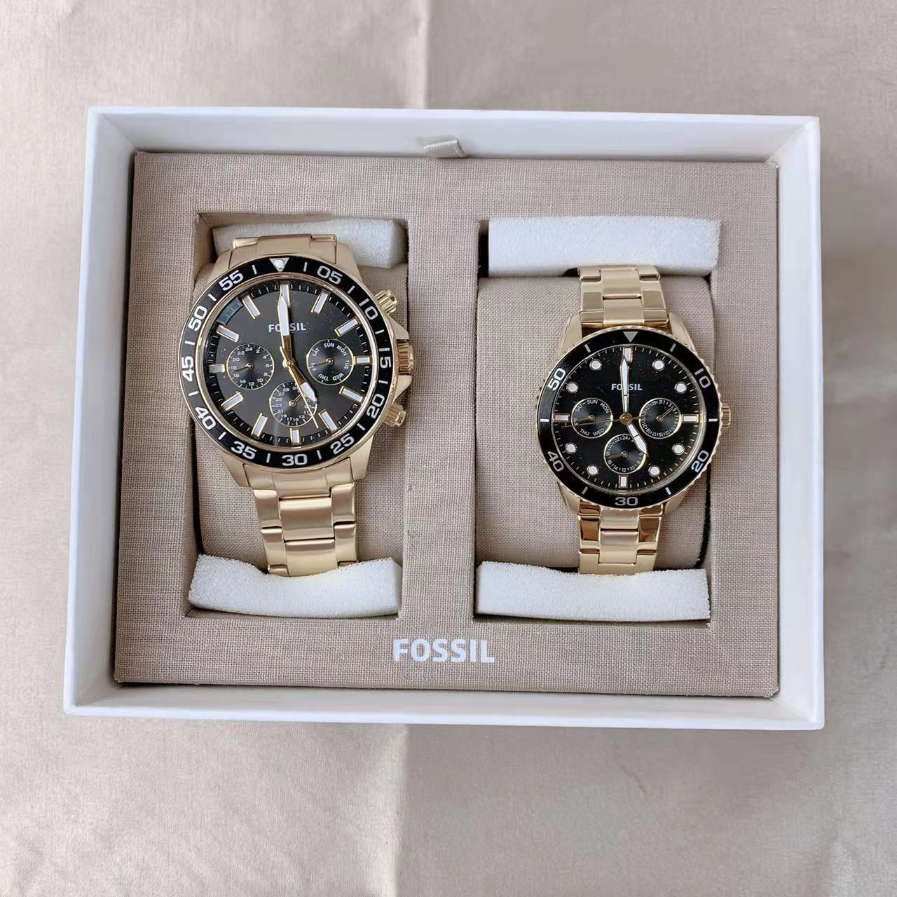 Fossil BQ2643SET His and Her Multifunction GoldTone Stainless Steel