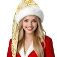 thumbnail image 4 of Unisex Soft Plush Christmas Santa Hat Velvet Xmas Holiday Hat for New Year Festive Theme Party（Gold）, 4 of 4