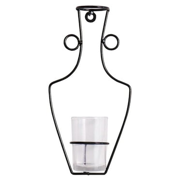 GUOOL Nordic Flower Vase Iron Stand Terrarium Container Plant Holder with Glass 26x12.5x6cm