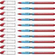 Schneider Slider Basic XB (Extra Broad) Ballpoint Pen, 1.4 mm, Light Blue Barrel, Red Ink, Box of 10 Pens (151202)