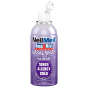 NeilMed All-in-One Saline Nasal Spray, 6 fl oz, Mist for Sinus Moisturizing and Relief