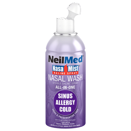 NeilMed All-in-One Saline Nasal Spray, 6 fl oz, Mist for Sinus Moisturizing and Relief