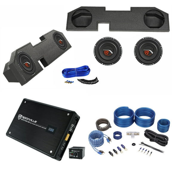 Dual 10" Sub Box (2) Subs Amp Kit For 2002-15 Dodge Ram Crew/Quad XCab 2500/3500
